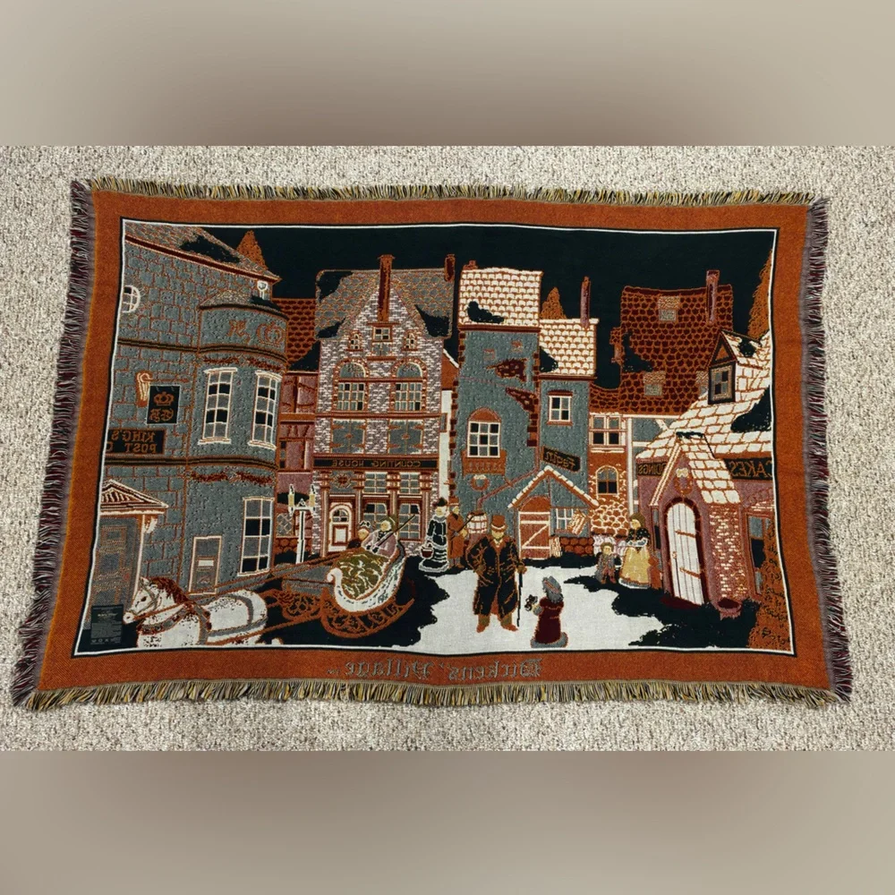 Vintage Goodwin Weavers Dickens’ Villlage Series Woven Throw